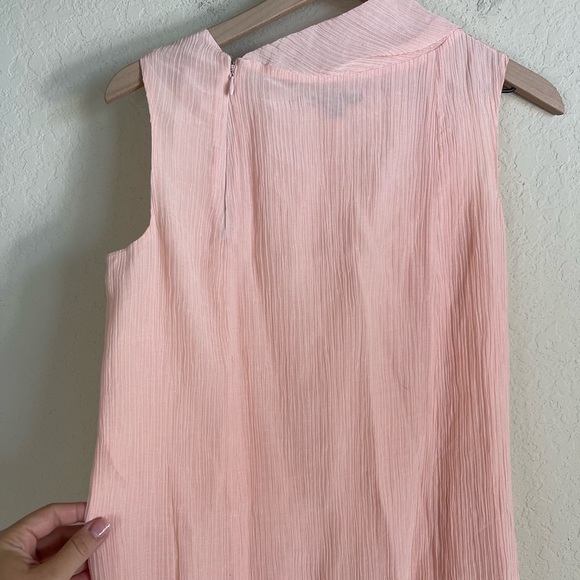 COS Pink Chiffon Silk Pleated Mock Neck Sheath Dress Size 6 - Picture 4 of 6